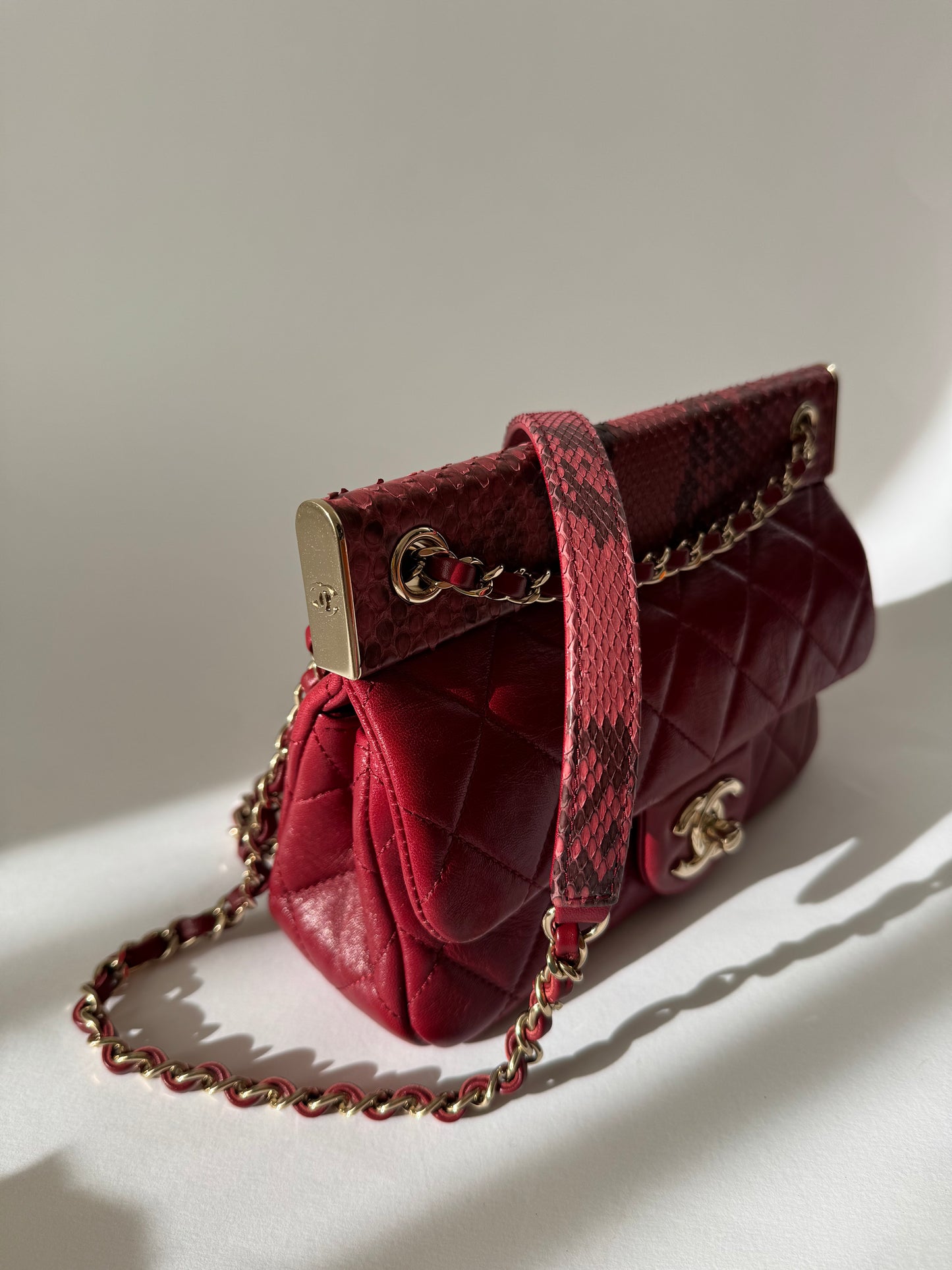 Chanel single flap with Python details