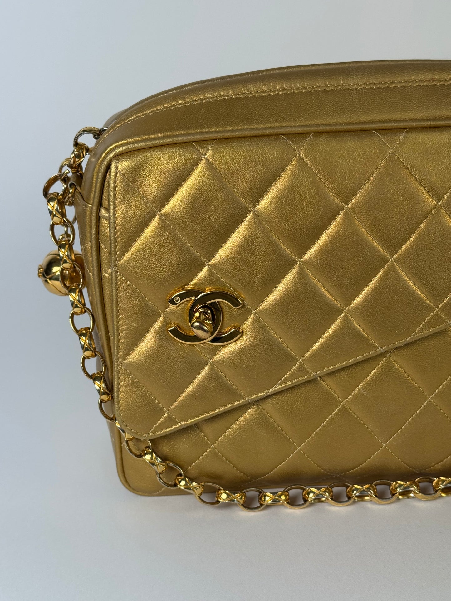 Chanel vintage gold camera bag