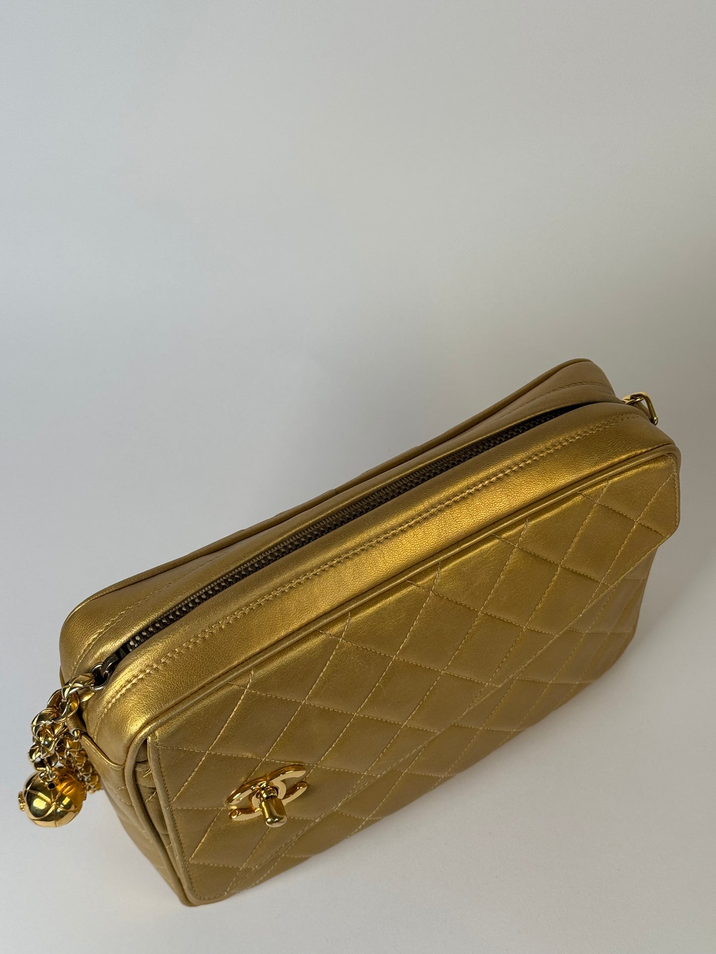 Chanel vintage gold camera bag