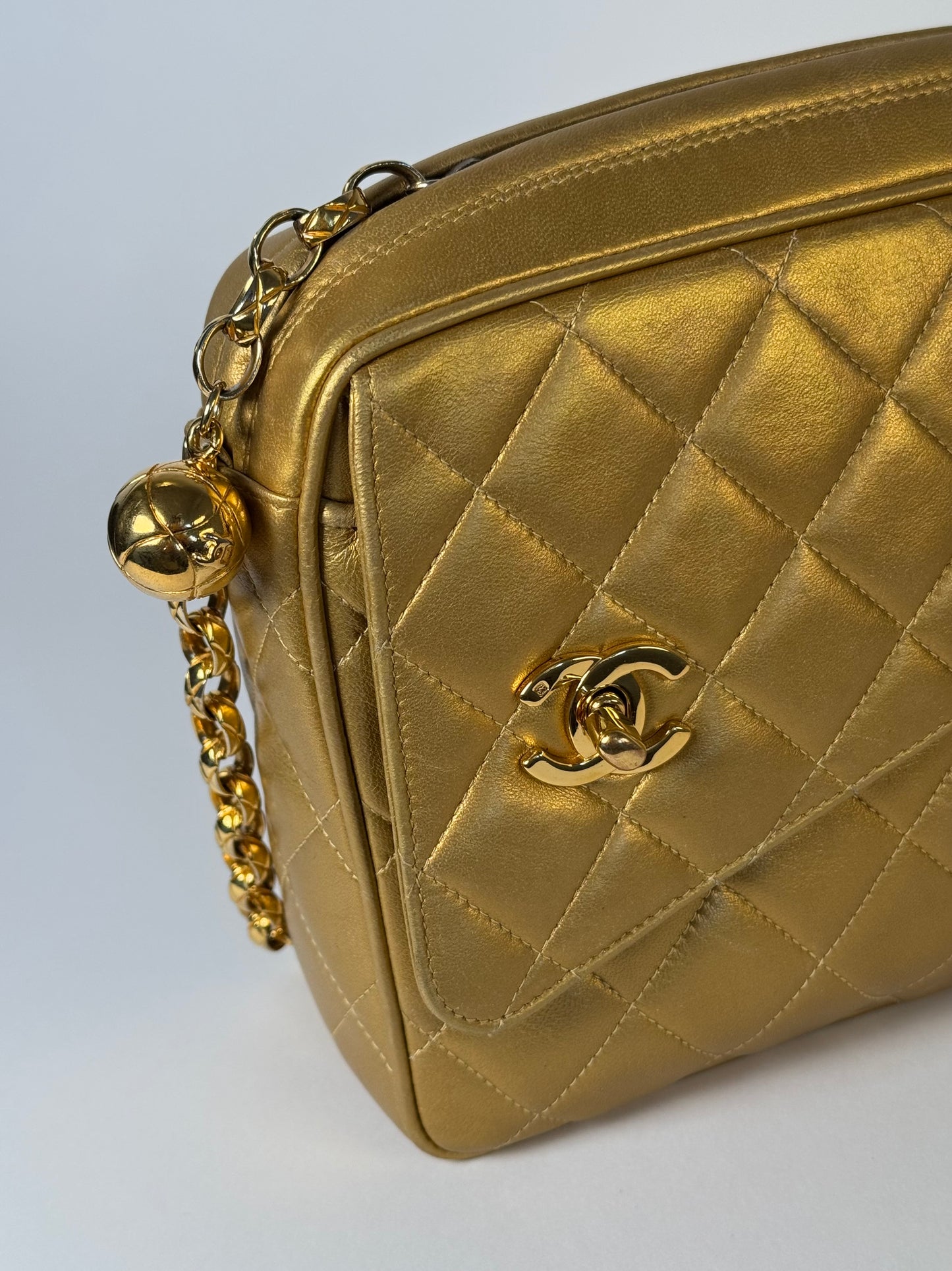 Chanel vintage gold camera bag
