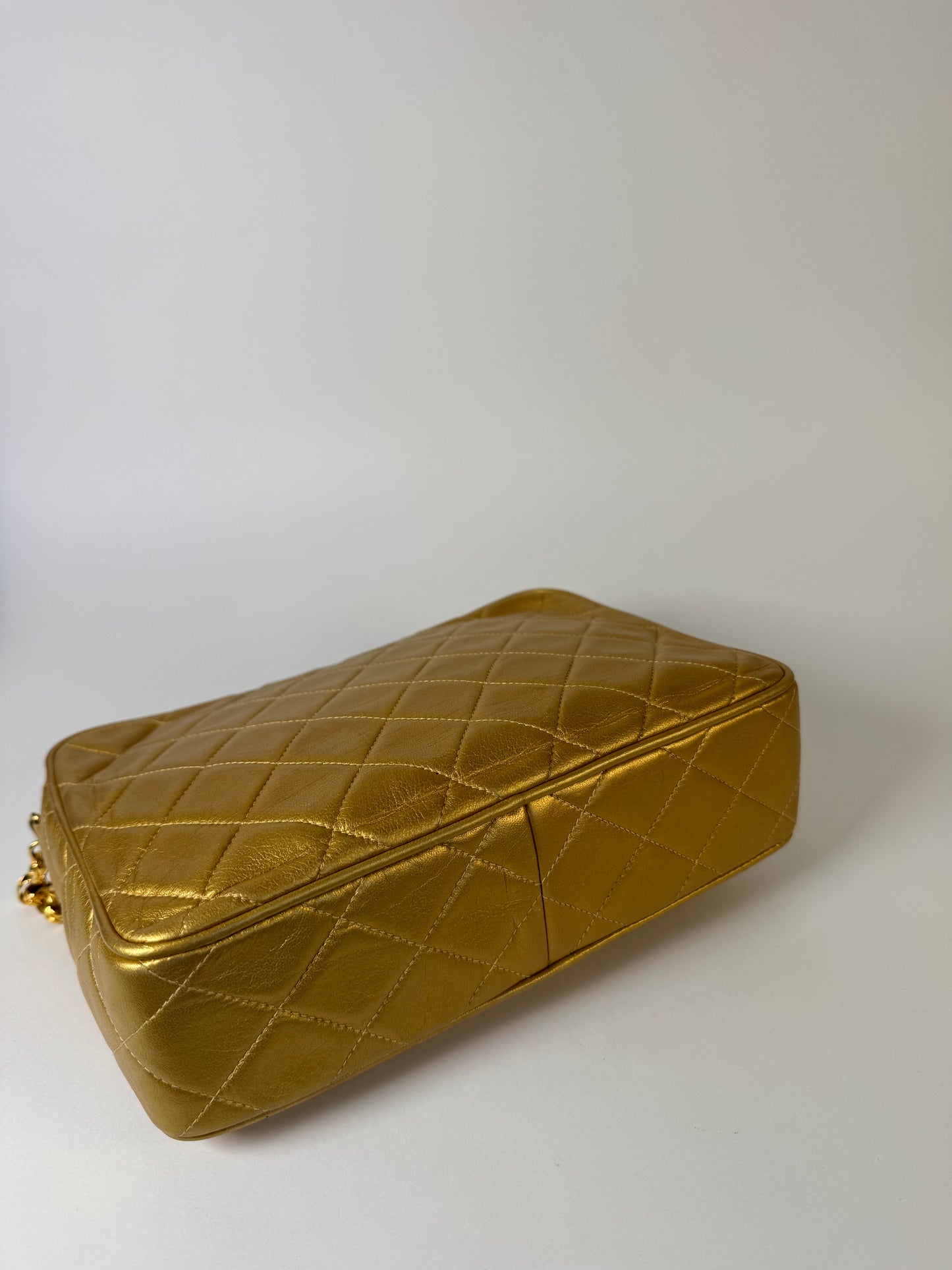 Chanel vintage gold camera bag