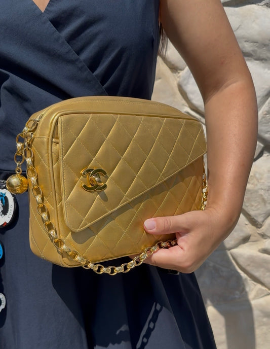 Chanel vintage gold camera bag