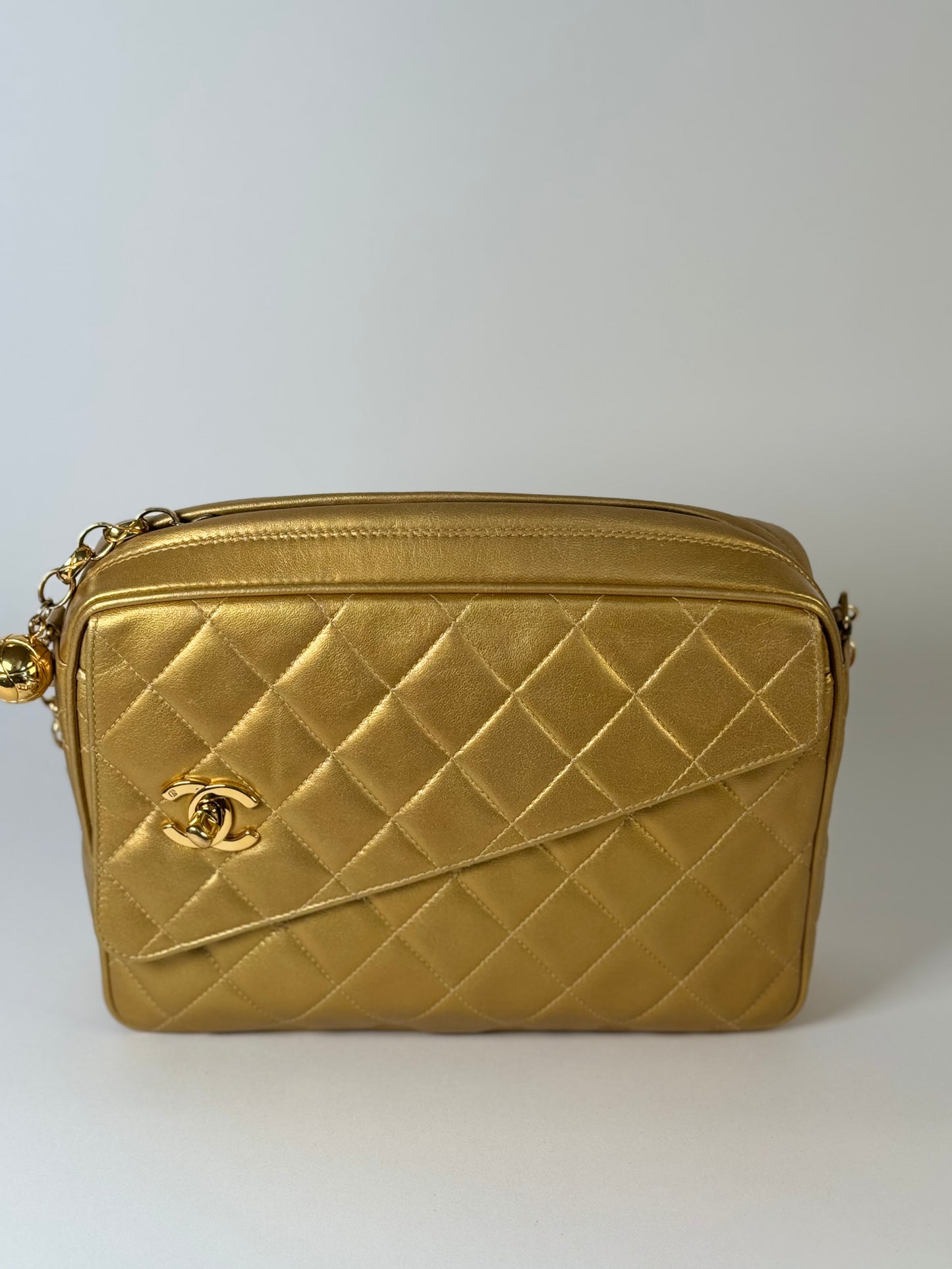 Chanel vintage gold camera bag