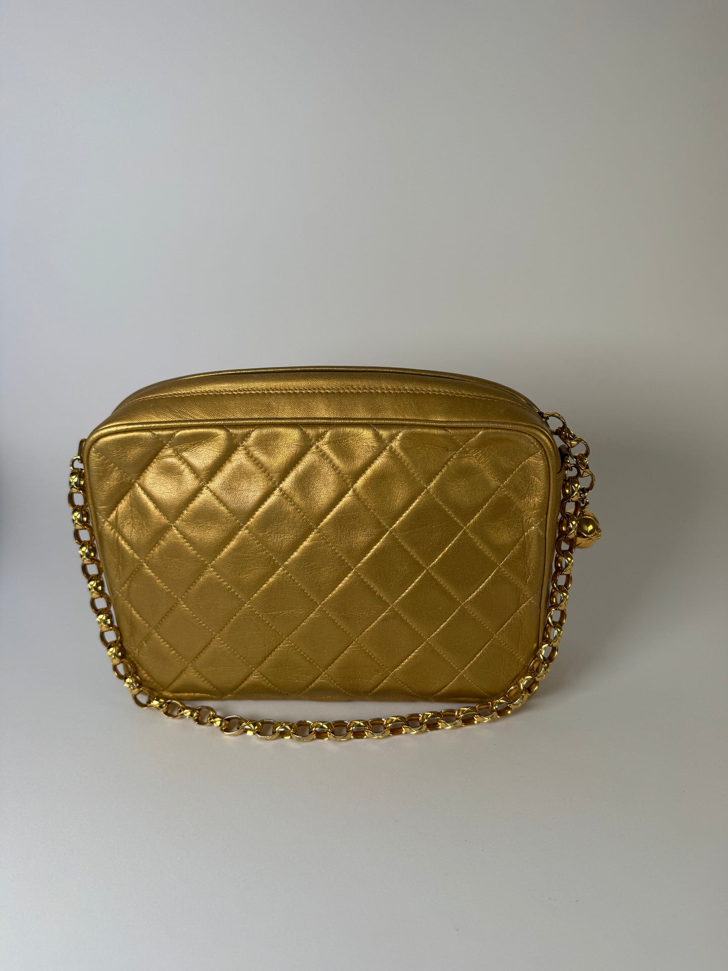 Chanel vintage gold camera bag